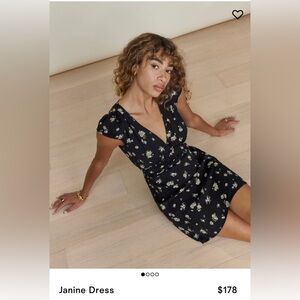 Reformation Janine Dress - Size:4 - Black Floral